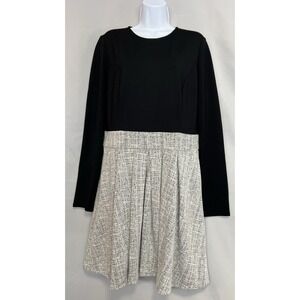 Lauren Ralph Lauren Long Sleeve A Line Dress Size 14 Black Gray‎ Colorblock Crew